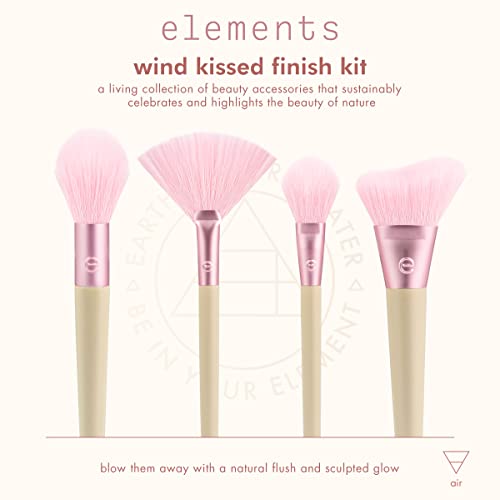 EcoTools Elements Limited Edition Wind-Kissed Professional Makeup Brush Set, For Bronzer, Blush, or Highlighter, Ecofriendly Makeup Brushes for Liquid, Cream, or Powder Products, Vegan, 4 Piece Set