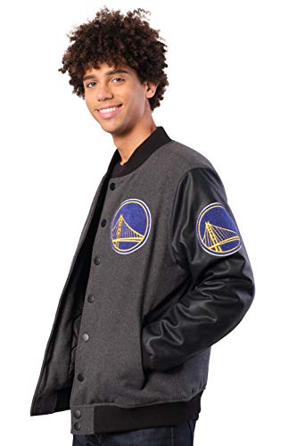 Ultra Game NBA Golden State Warriors Mens Full Zip Classic Varsity Jacket, Charcoal Heather, XX-Large