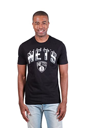 Ultra Game -NBA Brooklyn Nets Mens Arched Plexi Short Sleeve Tee Shirt, Black, Large