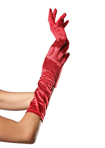 Leg Avenue womens Satin Elbow Length Gloves, Red, One Size US