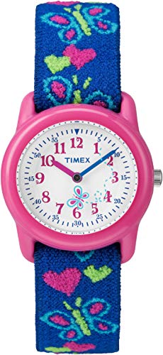 Timex Girls T89001 Time Machines Hearts and Butterflies Elastic Fabric Strap Watch