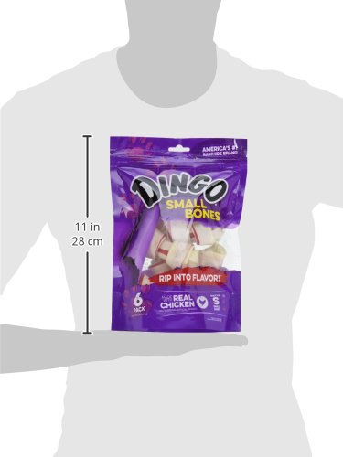 Dingo 156095 Rawhide Bones For Small Dogs, Chicken,White, 6-Count, 8 Ounces