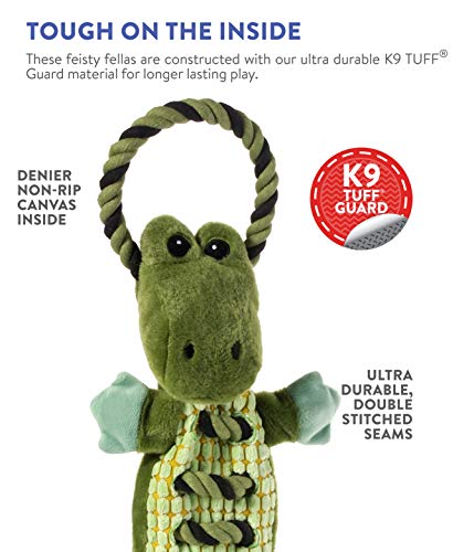 Charming Pet Ropes-A-Go-Go Gator Interactive Plush Squeaky Dog Tug Toy