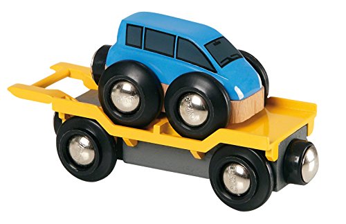 BRIO World 33577 - Car Transporter - 2 Piece Wooden Toy Train Accessory for Kids Ages 3 and Up