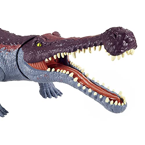 Jurassic World Toys Massive Biters Sarcosuchus Larger-Species Dinosaur Action Figure, Tail-Activated Strike and Chomp Action