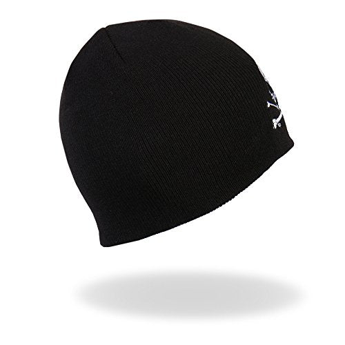 Hot Leathers KHB1010 Skull and Crossbones Beanie , Black