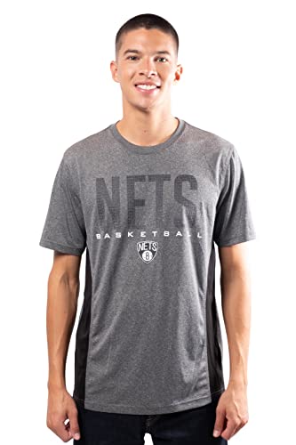 Ultra Game NBA Brooklyn Nets Mens Active Tee Shirt, Charcoal Heather, Large