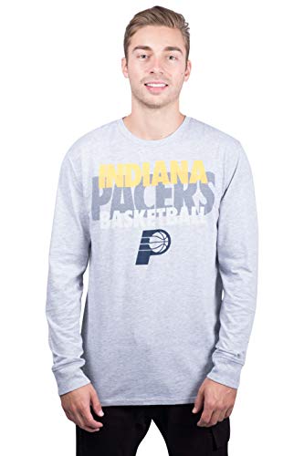 Ultra Game NBA Indiana Pacers Mens Supreme Long Sleeve Pullover Tee Shirt, Heather Gray, Large