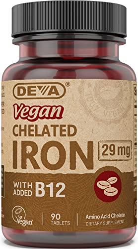 DEVA Vegan Vitamins CHELATED Iron,29MG,Vegan, 90 TAB 90 Count (Pack of 2)