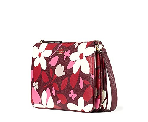 Kate Spade Jackson Triple Gusset Leather Crossbody Bag Purse Handbag (PINK MULTI)