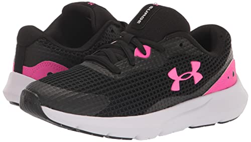 Under Armour Women's Surge 3 Running Shoe, (004) Black/Black/Rebel Pink, 8
