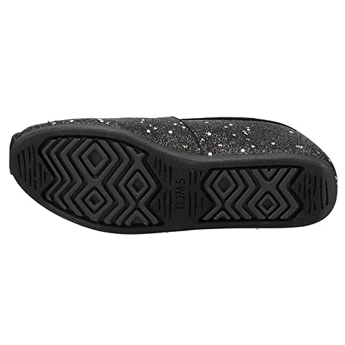 TOMS Women's Alpargata Recycled Cotton Canvas” Loafer Flat, Black Cosmic Glitter, 7.5
