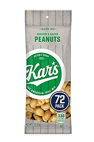 Kar's Nuts Roasted N' Salted Peanuts Snacks - Gluten Free, Bulk Pack of 2 oz Individual Single Serve Bags (Pack of 72)