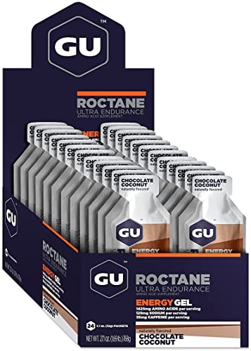 GU Energy Roctane Ultra Endurance Energy Gel, Quick On-The-Go Sports Nutrition for Running and Cycling, Chocolate Coconut (24 Packets)