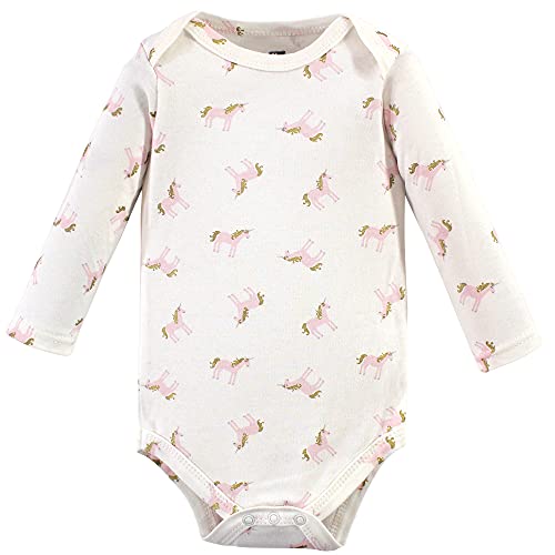 Hudson Baby Unisex Baby Cotton Long-Sleeve Bodysuits Gold Unicorn, 9-12 Months
