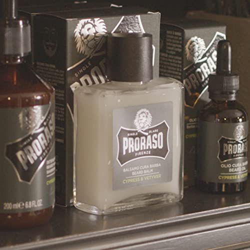 Proraso Beard Care Kit for Men | Cypress and Vetyver Beard Wash, Oil and Balm Gift Set to Cleanse, Soothe and Soften All Beard Lengths and Skin Types
