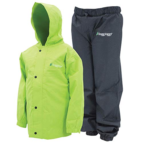 FROGG TOGGS boys Youth Polly Woggs Youth Waterproof Breathable Rain Suit, Hivis Green, Medium US