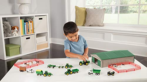 TOMY John Deere Die-Cast Farm Toy 70-Piece Value Playset with Machine Shed, Tractors, Trucks, Implements, and Farm Animals