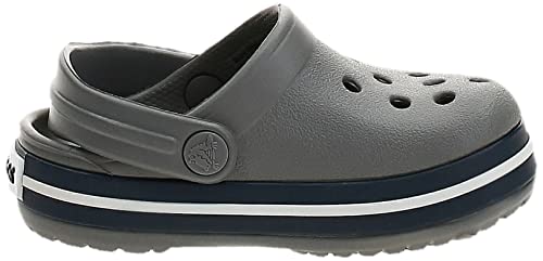 Crocs Unisex-Child Crocband Clogs (Little Kid/Big Kid), Smoke/Navy, 4 Big Kid