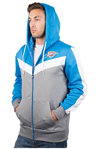 Ultra Game NBA Oklahoma City Thunder Mens Soft Fleece Full Zip Jacket Hoodie, Team Color, Medium