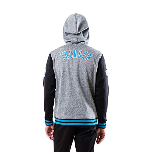 NBA Oklahoma City Thunder Mens Men's Full Zip Fleece Hoodie Letterman Varsity Jackett, Team Color, S