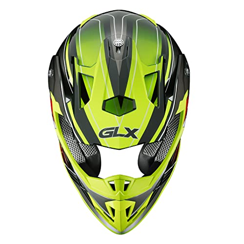 GLX GX23 Dirt Bike Off-Road Motocross ATV Motorcycle Full Face Helmet for Men Women, DOT Approved (Sear Yellow, Large)