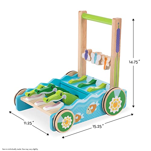 Melissa and Doug First Play Chomp and Clack Alligator Wooden Push Toy and Activity Walker - Pretend Play Developmental Baby Push Walker Toy For Toddlers Ages 1+, 1 EA
