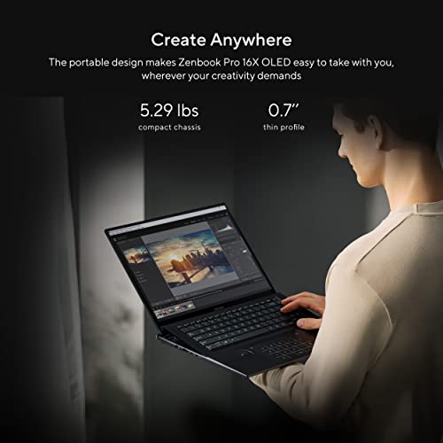 ASUS Zenbook Pro 16X OLED 16' 4K OLED 16:10 Touch Display, Dial, Intel i7-12700H CPU, GeForce RTX 3060 Graphics, 16GB RAM, 1TB SSD, Windows 11 Home, Tech Black, UX7602ZM-DB74T