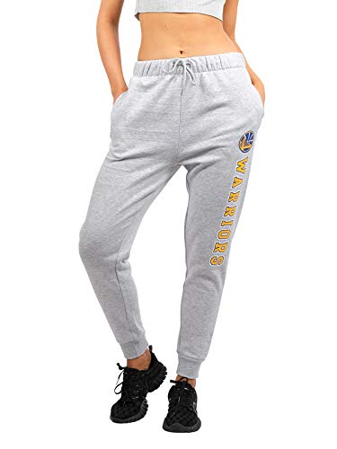 Ultra Game NBA Golden State Warriors Womens Jogger Pants Active Basic Fleece Sweatpants , Heather Gray, Large