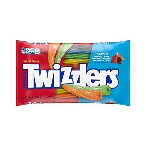 TWIZZLERS Twists Assorted Fruit Flavored Rainbow Chewy Candy, Low Fat, 12.4 Ounce (Pack of 6)