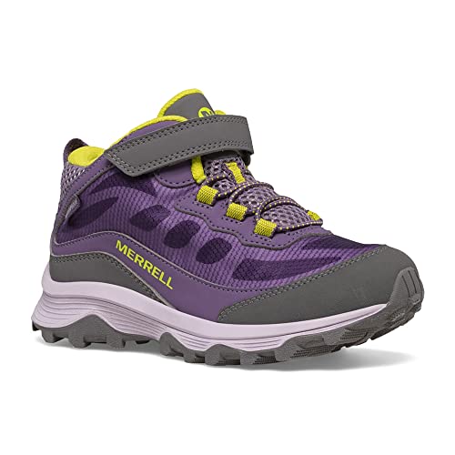 Merrell Moab Speed Mid Alternative Closure Waterproof Hiking Boot, Grape Cadet, 5 US Unisex Big Kid