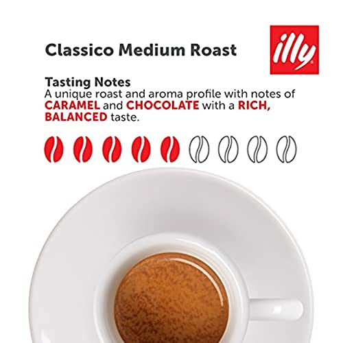 Illy Classico E.S.E. Pods , Medium Roast, Classic Roast with Notes of Chocolate and Caramel, 100% Arabica Coffee, All-Natural, No Preservatives, 18 Count (Pack of 1)