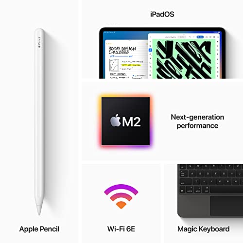 Apple iPad Pro 12.9-inch (6th Generation): with M2 chip, Liquid Retina XDR Display, 128GB, Wi-Fi 6E, 12MP front/12MP and 10MP Back Cameras, Face ID, All-Day Battery Life – Space Gray