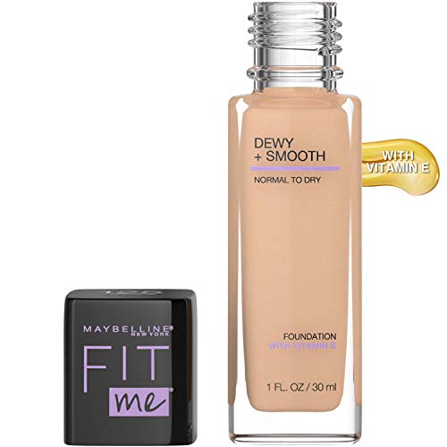 Maybelline Fit Me Dewy + Smooth SPF 18 Liquid Foundation Makeup, Nude Beige, 1 Count