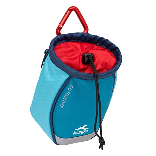 Kurgo Dog Training Treat Pouch Bag, Treat Bags for Dogs, Portable Pet Pocket Waist Clip Bag, Reflective Snack Bag for Pets, Includes Clip and Carabiner, Go Stuff-It Bag, Coastal Blue