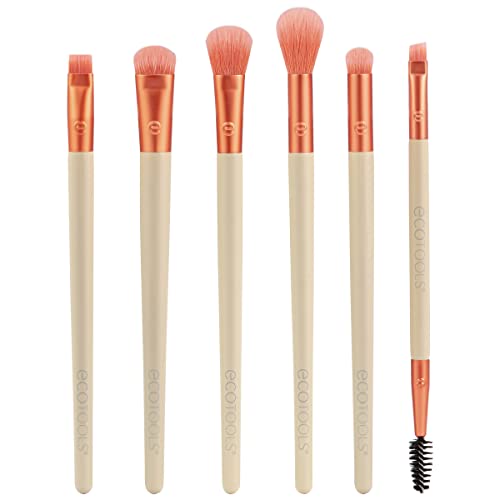 EcoTools Elements Fiery Eye Makeup Brush Set, For Eyeshadow and Eyeliner, Blending Brushes for Eyes, Eco Friendly Makeup Brushes, Limited Edition, Orange, Cruelty Free and Vegan, 6 Piece Set