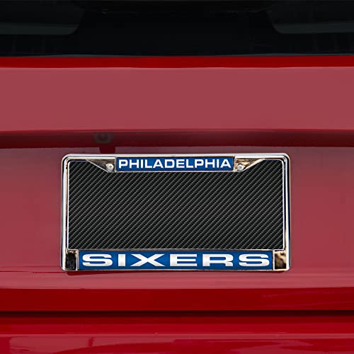 Rico Industries NBA Philadelphia 76ers Laser Cut Inlaid Standard Chrome License Plate Frame