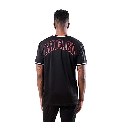 Ultra Game NBA Chicago Bulls Mens Jersey V-Neck Mesh Short Sleeve Tee Shirt, Black, Medium
