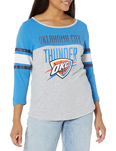 Ultra Game NBA Oklahoma City Thunder Womens T-Shirt Raglan Baseball 3/4 Long Sleeve Tee Shirt, Team Color, X-Large