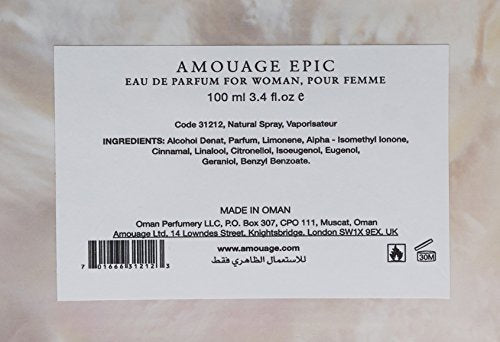 AMOUAGE Epic Woman's Eau de Parfum Spray, 3.4 Fl Oz
