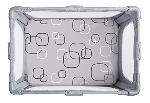 4moms breeze Playard Sheets, For Baby Bassinets and Furniture, Waterproof, Machine Washable, Soft, Plush Fabric, Silver/White, 1 Count (Pack of 1)