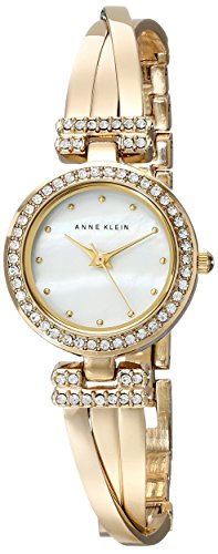 Anne Klein Women's AK/1868GBST Premium Crystal-Accented Gold-Tone Bangle Watch and Bracelet Set