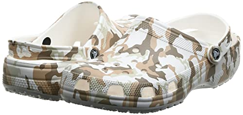 Crocs Unisex-Adult Classic Camo Clogs, White/Camo, 9 Men/11 Women