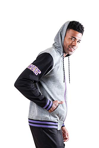 NBA Los Angeles Lakers Mens Men's Full Zip Fleece Hoodie Letterman Varsity Jackett, Team Color, M