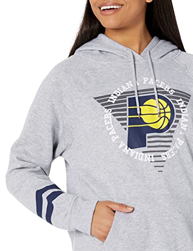 Ultra Game NBA Indiana Pacers Womens Soft Fleece Pullover Hoodie Sweatshirt With Varsity Stripe, Heather Gray, Large