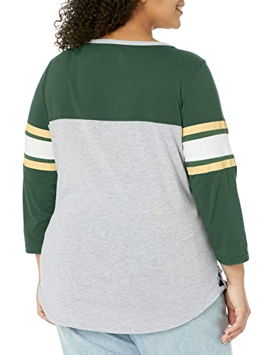 Ultra Game NBA Milwaukee Bucks Womens T-Shirt Raglan Baseball 3/4 Long Sleeve Tee Shirt, Team Color, X-Large
