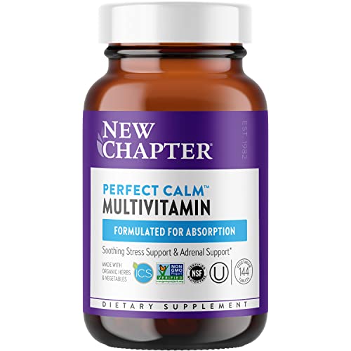 New Chapter Perfect Calm Multivitamin for Stress + Mood Support with B Vitamins + Holy + Lemon Balm + Organic Non-GMO Ingredients, Basil, 144 Count (Pack of 1)