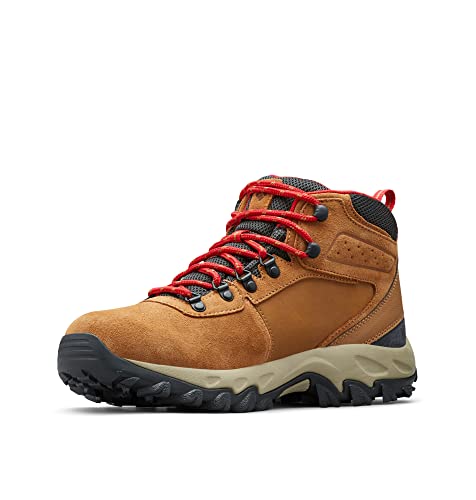 Columbia Men's Newton Ridge Plus II Suede Waterproof Hiking Boot, elk/Mountain red, 7