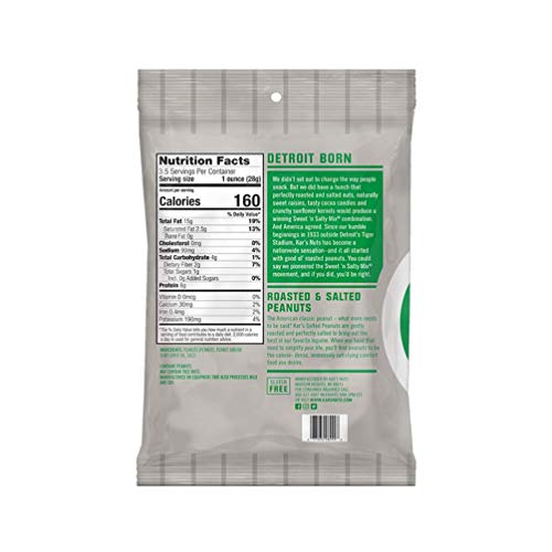 Kar's Nuts Roasted and Salted Peanuts Snacks - Gluten Free, Bulk Pack of 3.5 oz Individual Packs (Pack of 42)