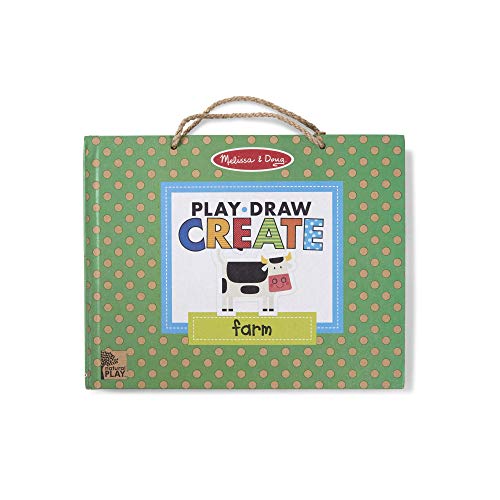 Melissa and Doug Natural Play: Play, Draw, Create Reusable Drawing and Magnet Kit – Farm (38 Magnets, 5 Dry-Erase Markers)